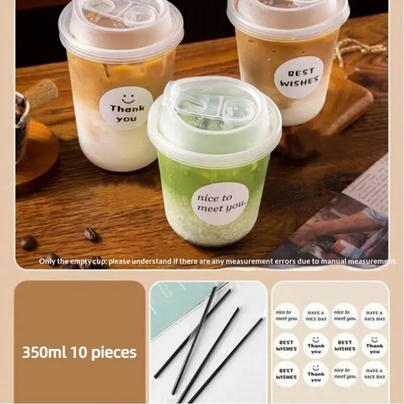 U-shaped Disposable Cups Transparent Coffee Lids Drink Milk Tea Qme A2