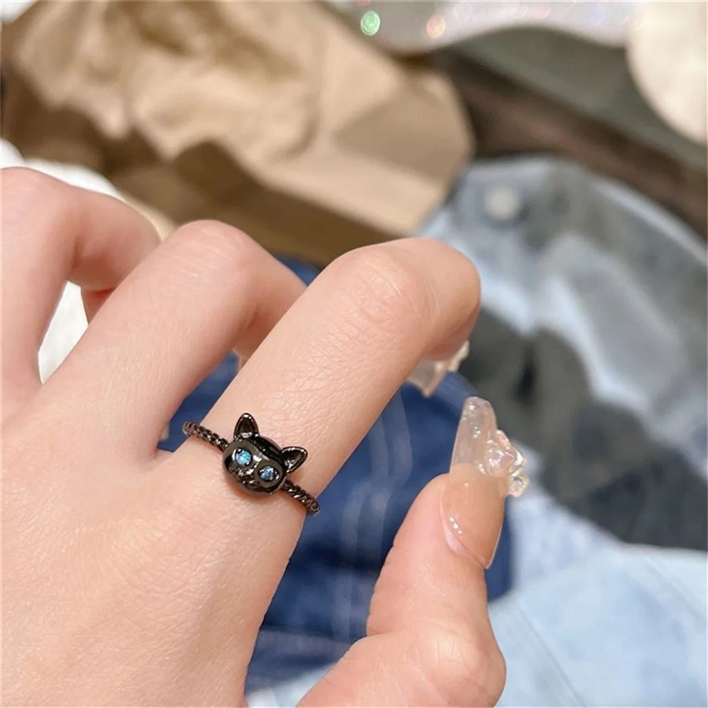 New Fashion Cat Open Finger Rings Ins Hip Hop Animal For Women Couple Wedding Rings Ins Girl Jewelry Gift Dropship Jewelry Qme 1 resizable