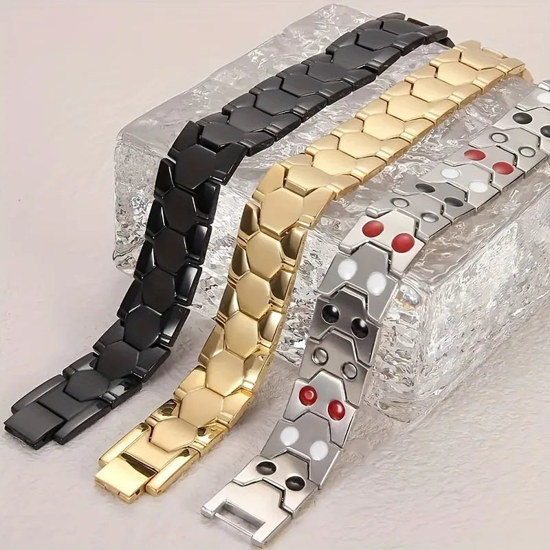 Men's Magnetic Bracelet, Stainless Steel Men's Bracelet, Men's Jewelry Gift Bracelet with Adjustable Size Qme
