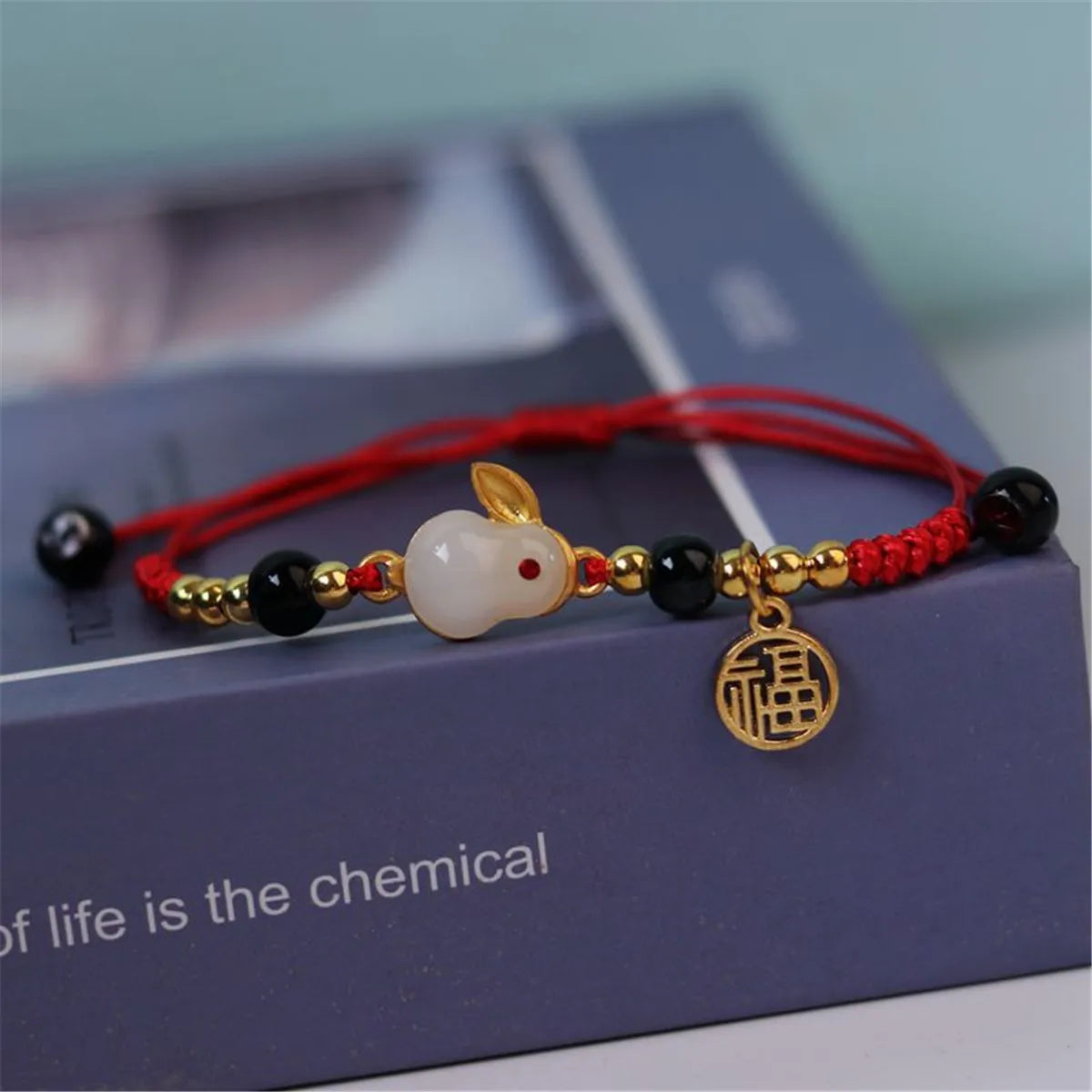 Cute Rabbit Charm Versatile Ceramic Woven Bracelet Hip Hop Kawaii Pendant Rope Chain Jewelry Gift Wholesale Chinese Bracelet Qme