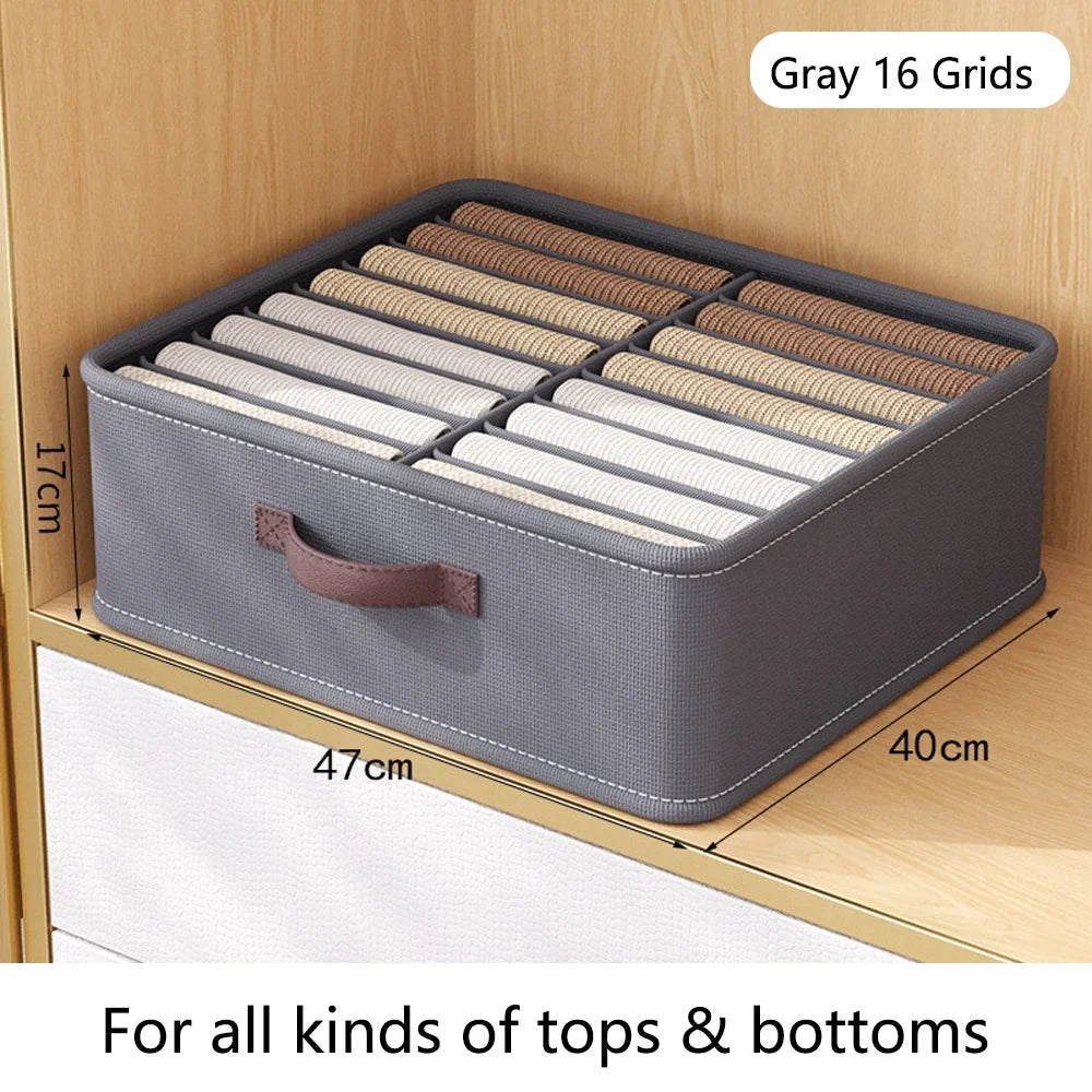 Household Foldable Clothes Storage Organizer Pants Shirt Storage Boxs Drawer Wardrobe Organizer Underwear Closet Space Saving Qme Gray 16 Grids