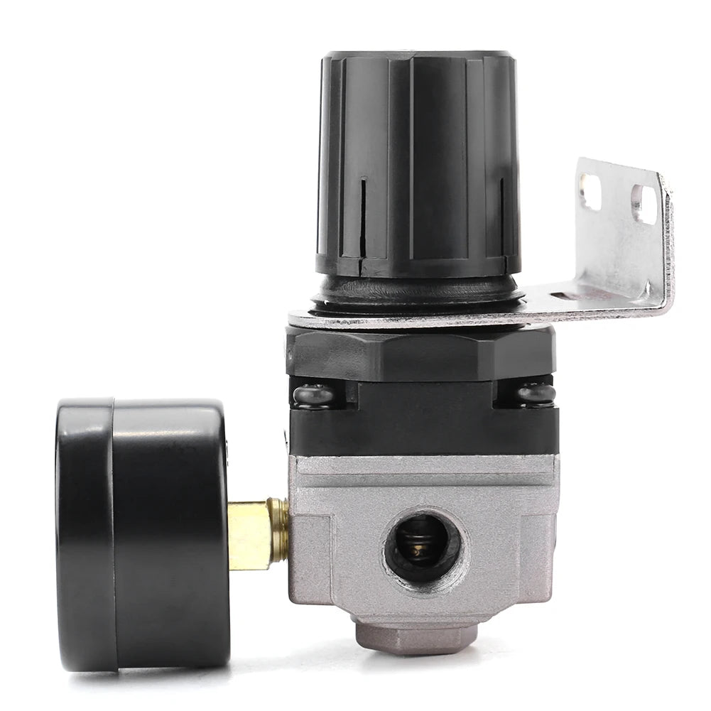 AR2000-02 Air Compressor Regulator Valve Pneumatic Air Pressure Regulator Adjustable Control Valve with Gauge G1/4 Qme