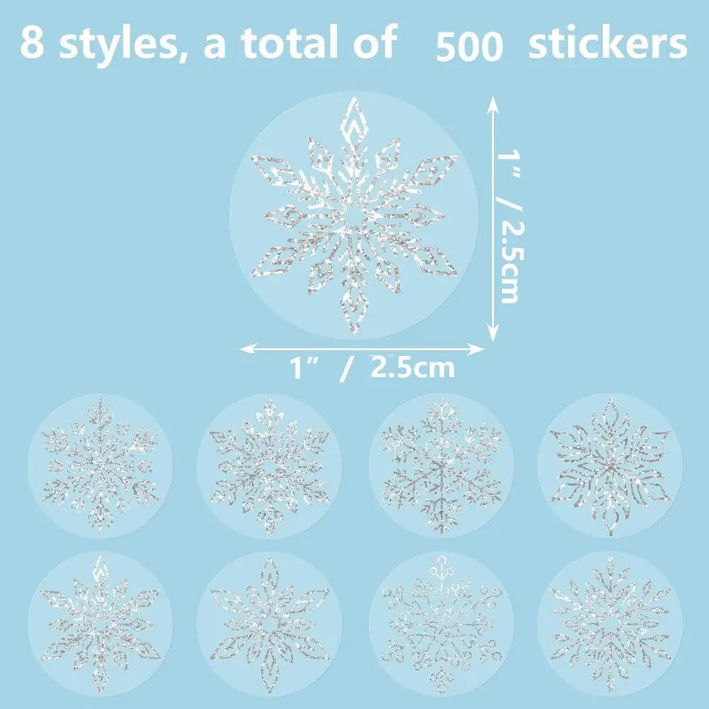 Christmas Snowflake Stickers 500 Round Self-adhesive Transparent Qme Silver China Mainland 2.5CM