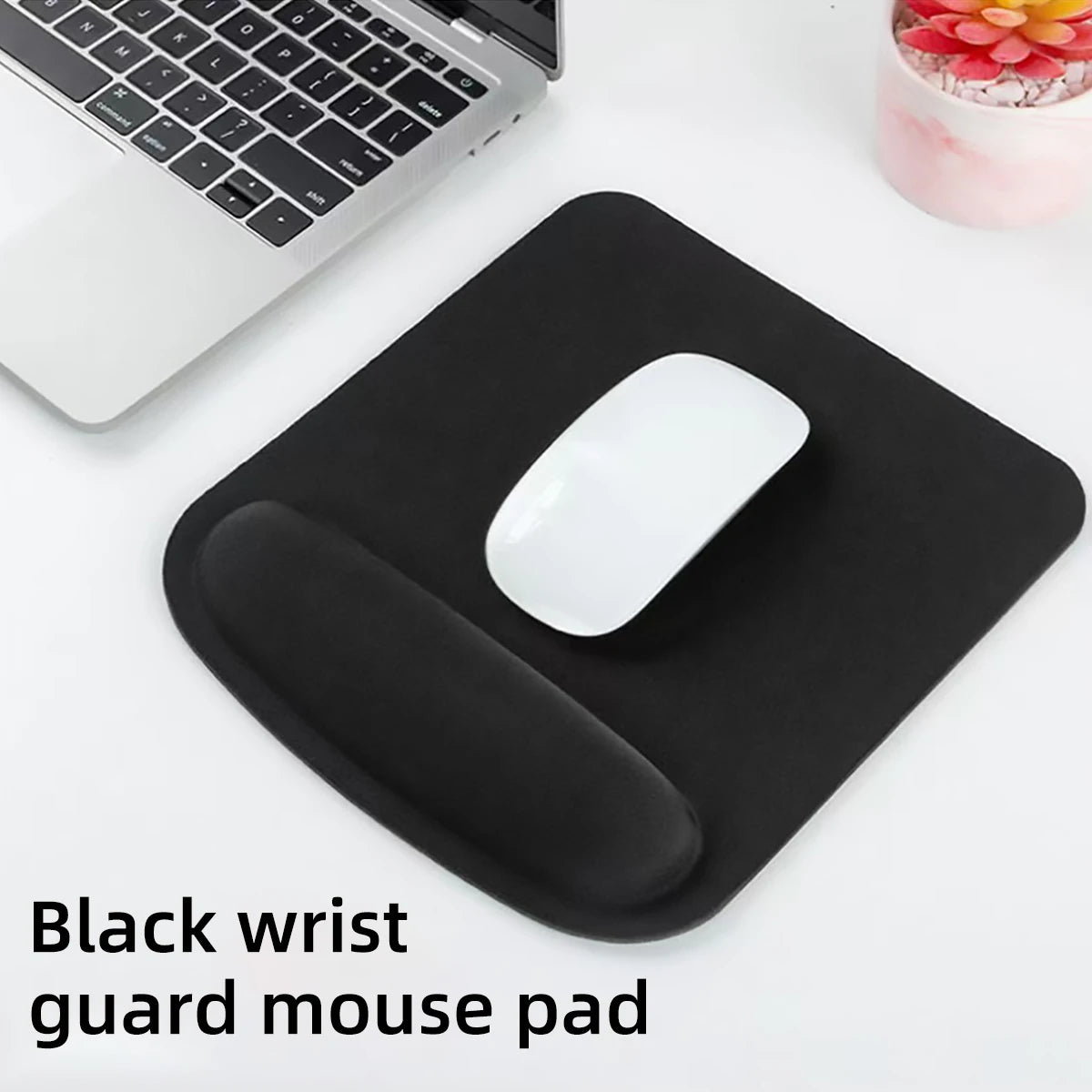 Square EVA Anti Slip Strap Wrist Rest Mouse Pad Soft Comfortable Qme black