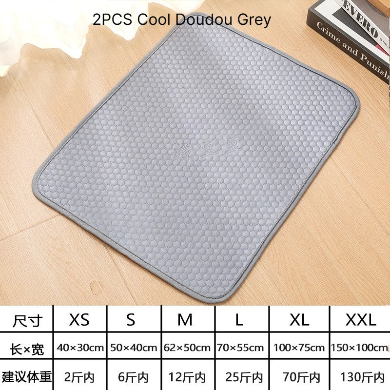 A Cooling Mat Summer Pet Cold Bed Extra Large For Small Big Dogs Pet Accessories Cat Durable Blanket Sofa Cat Ice Pad Blanket Qme Cool Doudou Grey M