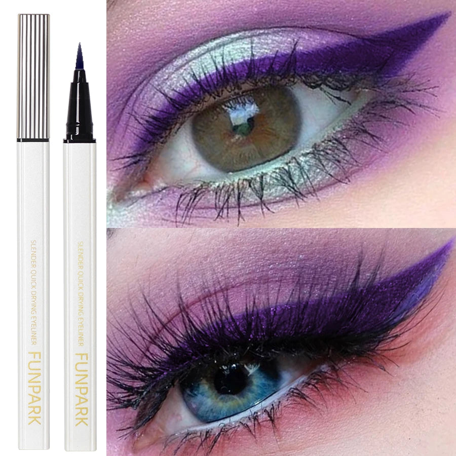 Purple Fine Liquid Eyeliner Long Lasting Eye Pen Waterproof Qme
