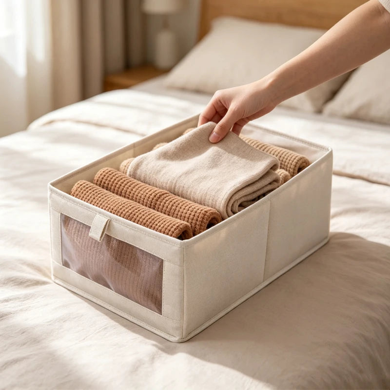 Portable Clothes Organizers of Cabinets Drawers Fabric Foldable Boxes Bedroom Wardrobe Organization Home for Pants Storage Box Qme