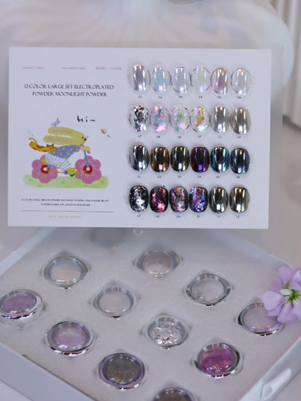 12-color Box Nail Powder Including Chameleon Opal Moonlight Sets Qme