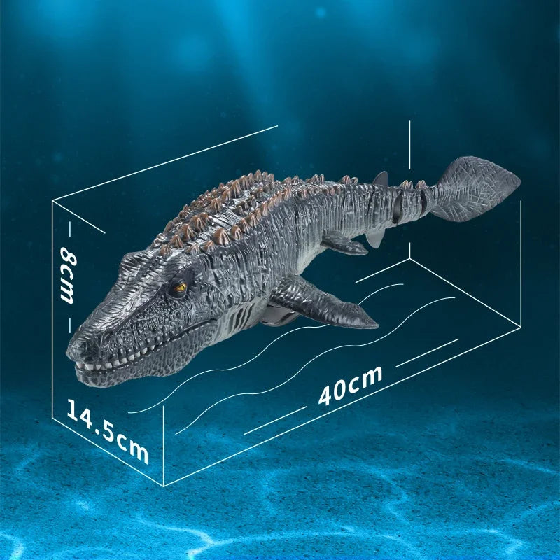 2.4GHz Rc Dinosaur Mosasaur Model Simulation Toy Remote Control Boat Waterproof Spray Kid Boy Toy Gift Outdoor Pool Water Game Qme