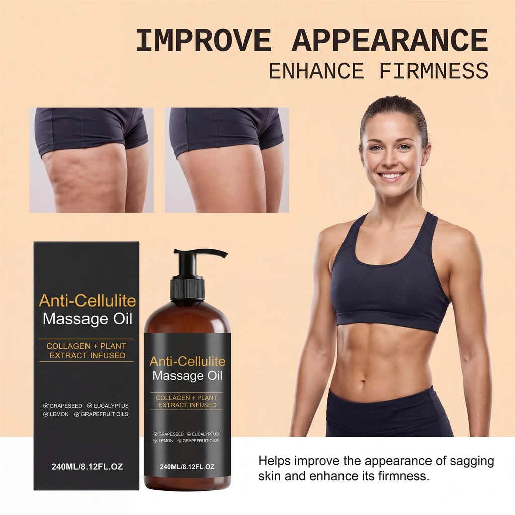 Firming Body Massage Oil with Collagen Anti Sagging Smoothing Cellulite Improve Skin Texture Refreshing Body Oil for Legs & Full Qme