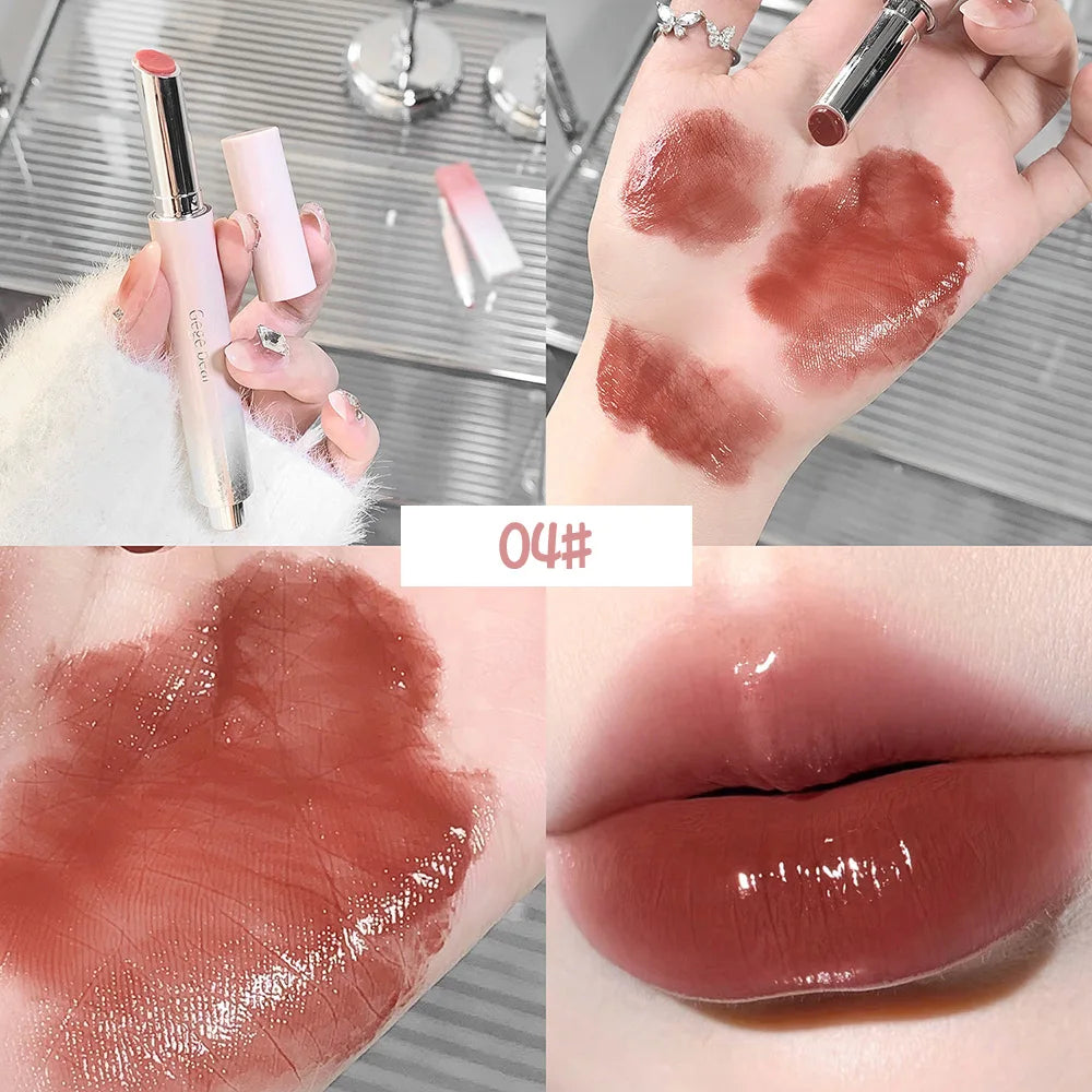 Snowy Design Solid Watery Lipstick Mirror Moisturizing Nourishing Lip Qme GX1120-4