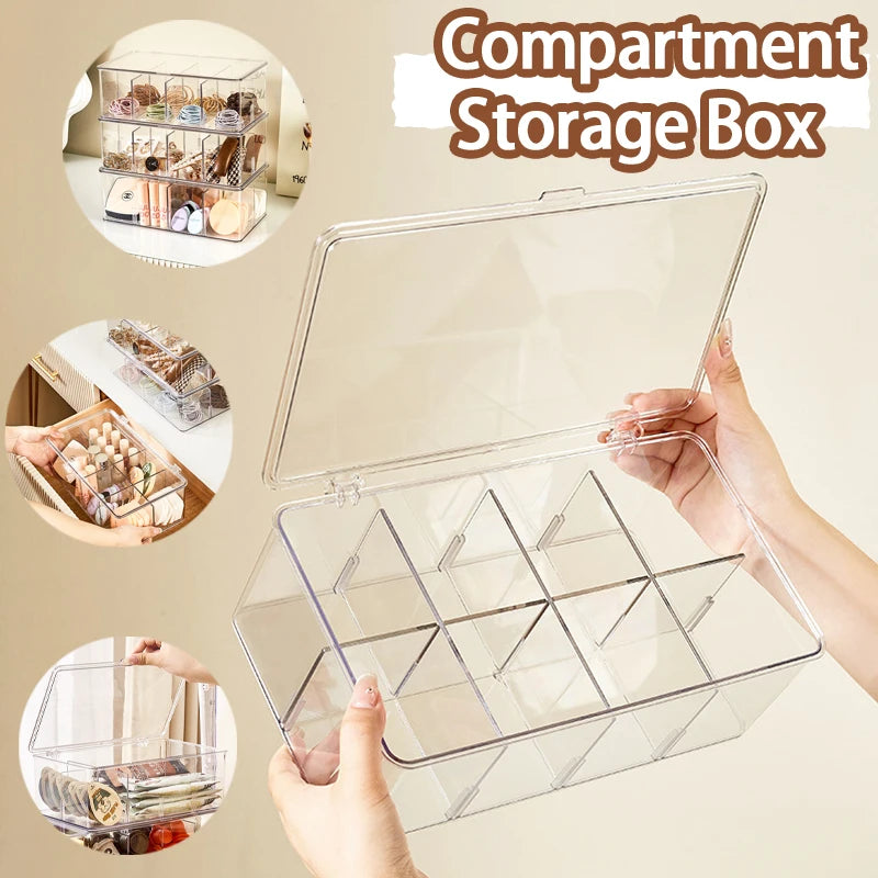 Clear Compartment Storage Box Bag Container Coffee Organizer Display Qme