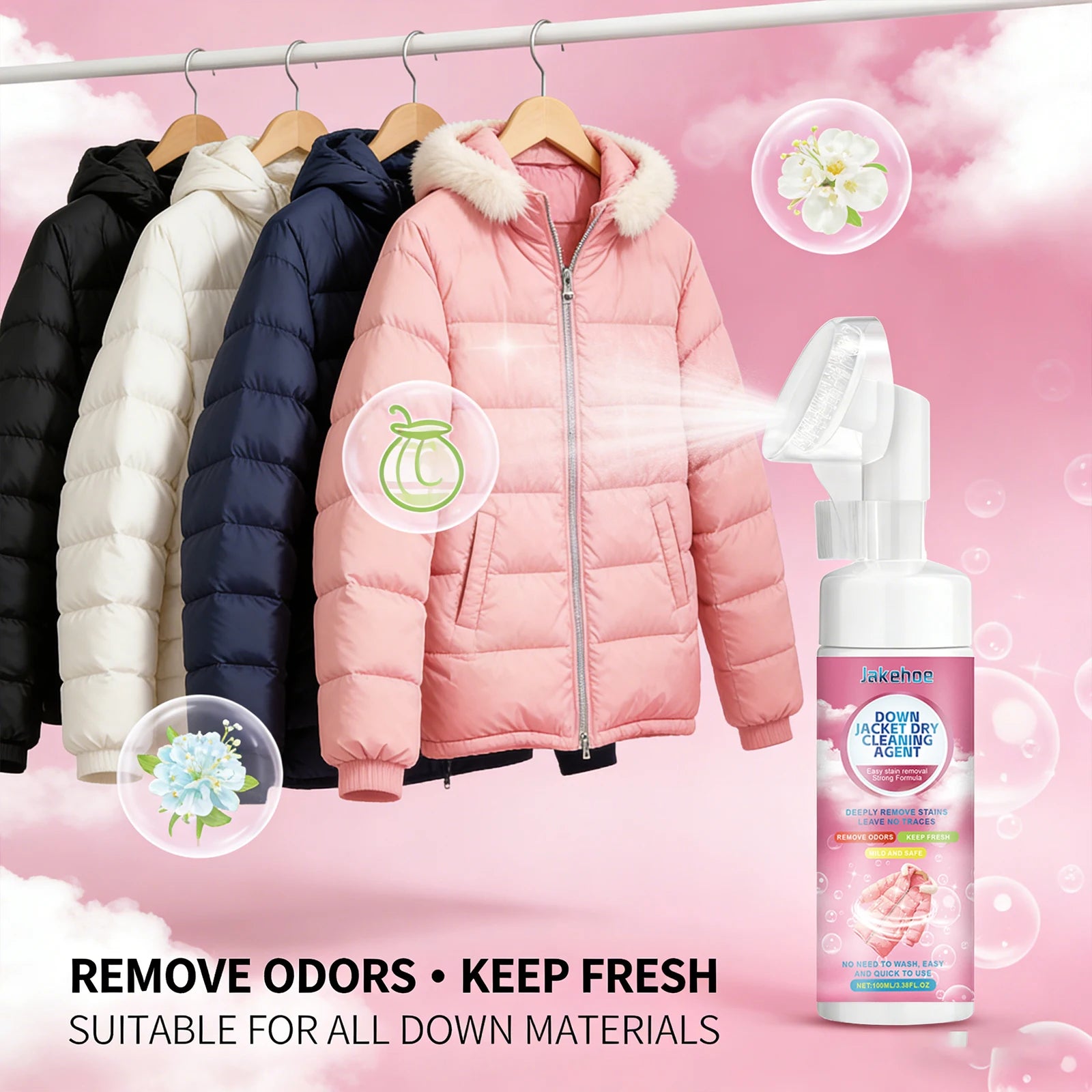 Down Jacket Dry Cleaning Agent Deep Clean Down Jacket Surface Stain Keep Down Fluffy and Soft Eliminate Odor Down Jacket Cleaner Qme