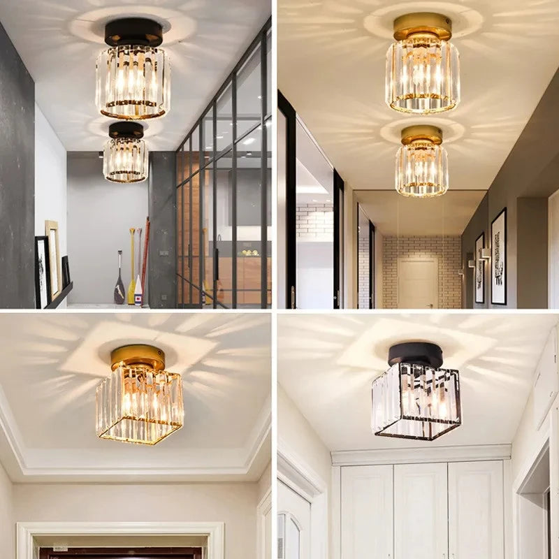 Crystal Ceiling Light Corridor Channel Ceiling Lamp Luxur Balcony Aisle Lamp Home Foyer Track Light Kitchen Ceiling Light Qme