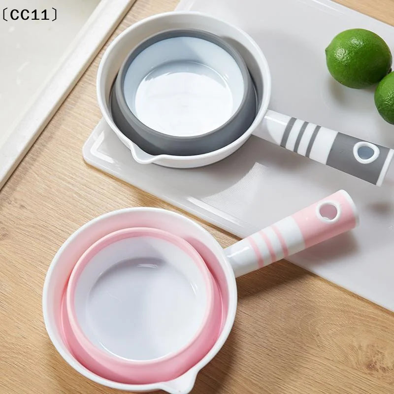 Water Scoop Collapsible Silicone Ladle Antislip Handle Pour Spout Qme