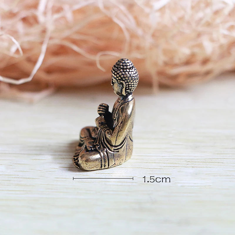 Pure Brass Miniature Shakyamuni Buddha Decoration Home Decor Miniature Figurine Qme