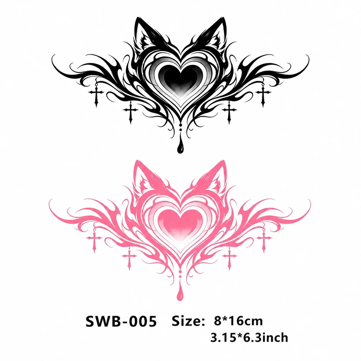Heart Tribal Belly Waterproof Disposable Tattoo Sticker, Temporary Tattoo for Body Art Qme
