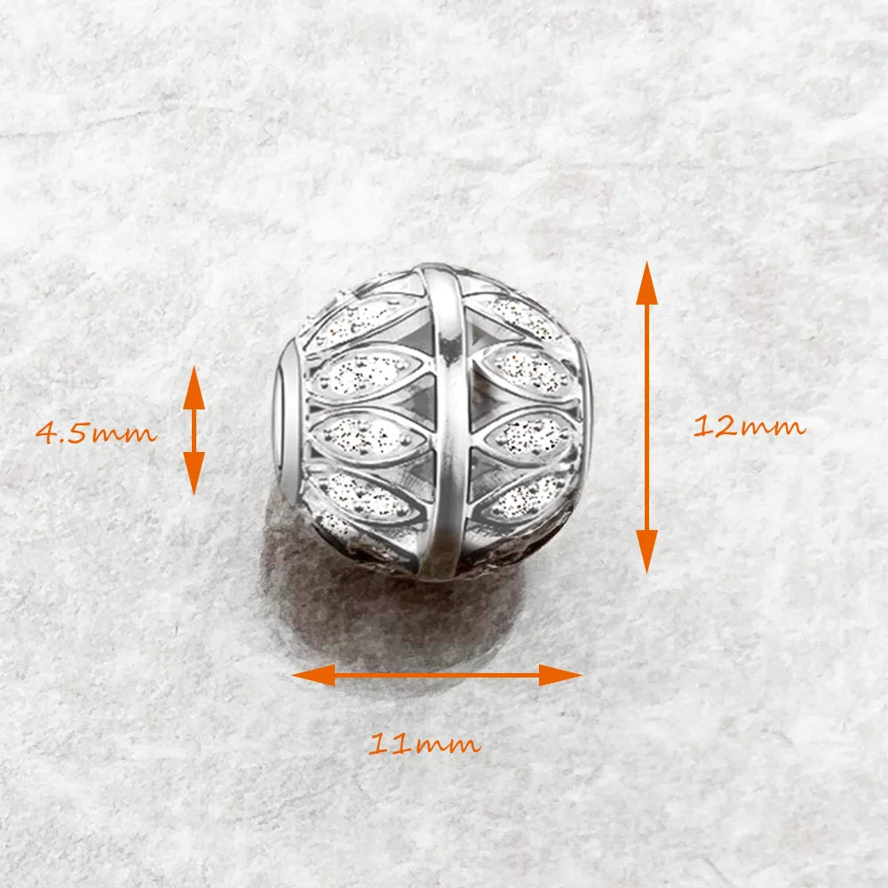 Bead Leaves 925 Sterling Silver Romantic Gift For Women Europe Feminine Karma Charms Jewelry Accessories Qme