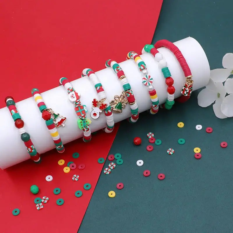 Christmas Bracelet Making Kit Friendship Beads Clay Beads Jewelry&Bracelet Making Kit Charm Bracelet Maker Set Christmas Gift Qme