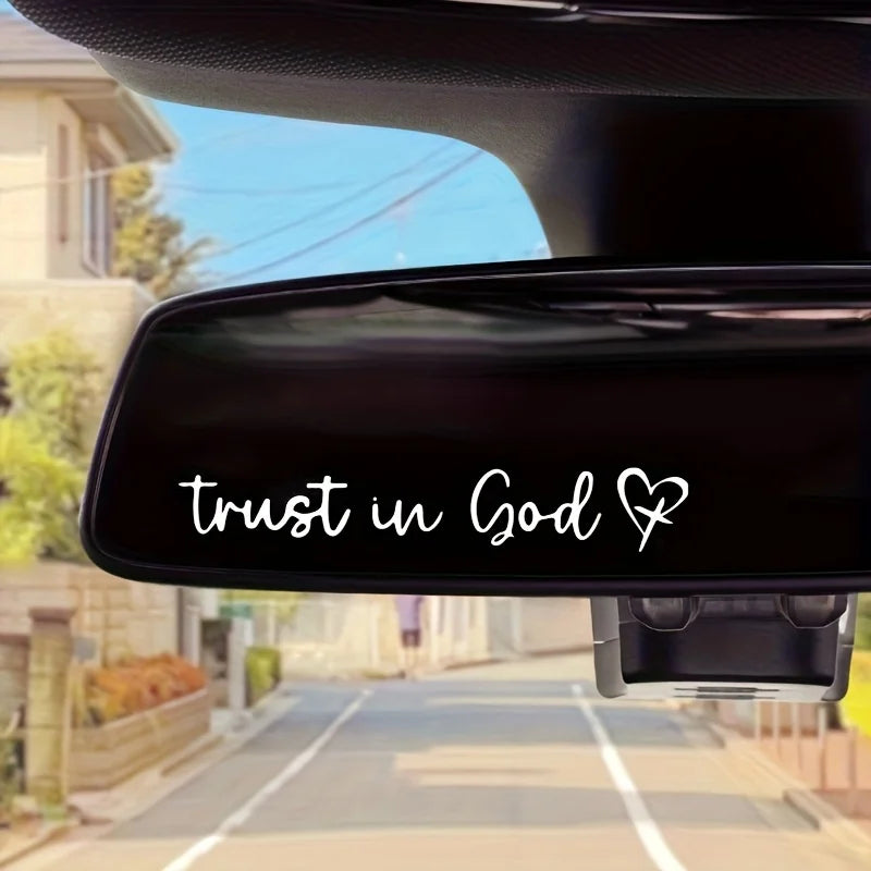 Trust in God Rearview Mirror Sticker, Car Accessories, Car Stickers, Cute Car Stickers, Mirror Decals Qme white 1pc