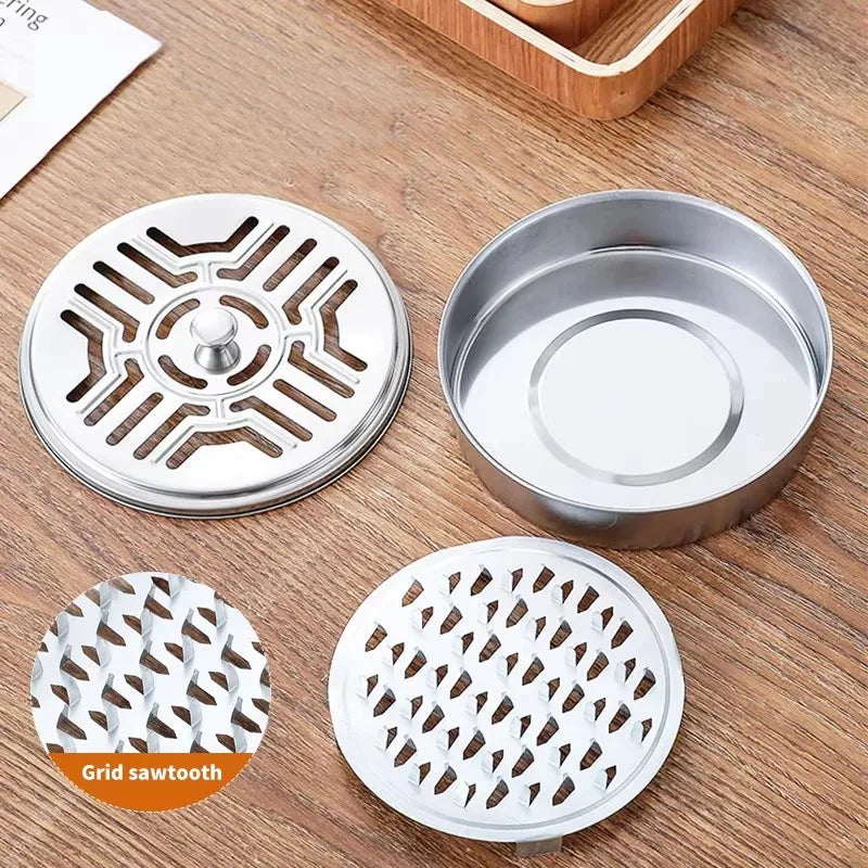 Mosquito Coils Holder Stainless Steel Mosquito Coil Box with Cover Round Mosquito Coil Tray Easy To Clean Anti-Mosquito Supplies Qme