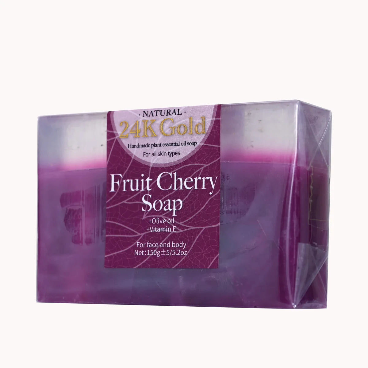 Fruit Cherry Aroma 150gYT Essential Oil Soap Added 24K Gold Leaf Qme