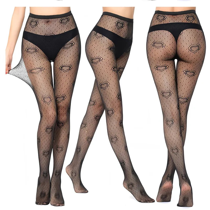 Y2K Women Gothic Hollow Out Pantyhose Lolita Thigh Fishnet Stockings Qme A9 One Size