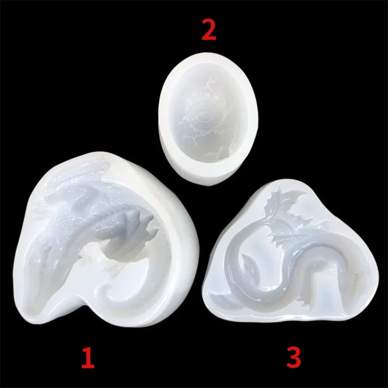 3 Styles Mirror Sleepy Dragon Dinosaur Sea Dragon Egg Silicone Mold for Resin Crafts DIY Epoxy Resin Molds Silicone Decoration Qme