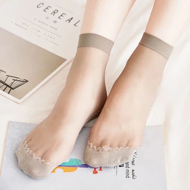 1 10 Pairs Women Socks Soft Woman Summer Ultrathin Breathable Sock Qme