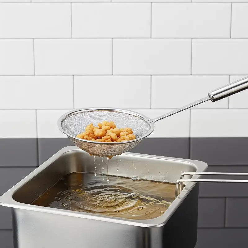 Fine Mesh Strainer Stainless Steel Metal Flat Colander Cooking Qme