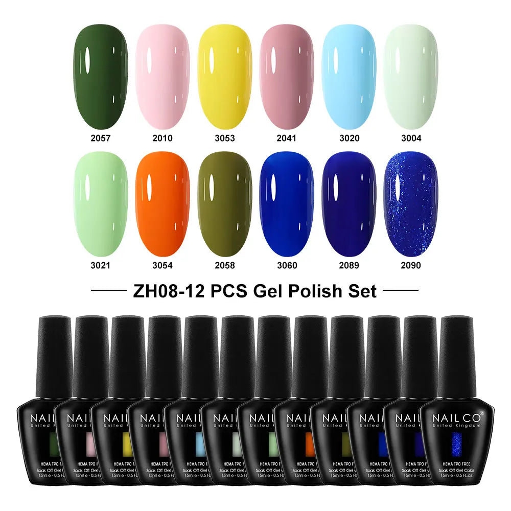 NAILCO Summer Macaroon Gel Nail Polish Semi Permanent UV Soak Off Art Qme NC-12H-ZH08