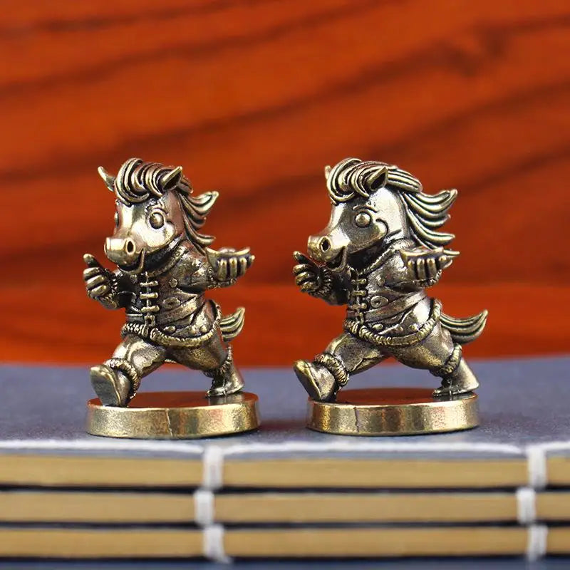 2026 Antique Brass War Horse Desk De Decoration Chinese Year Zodiac Qme