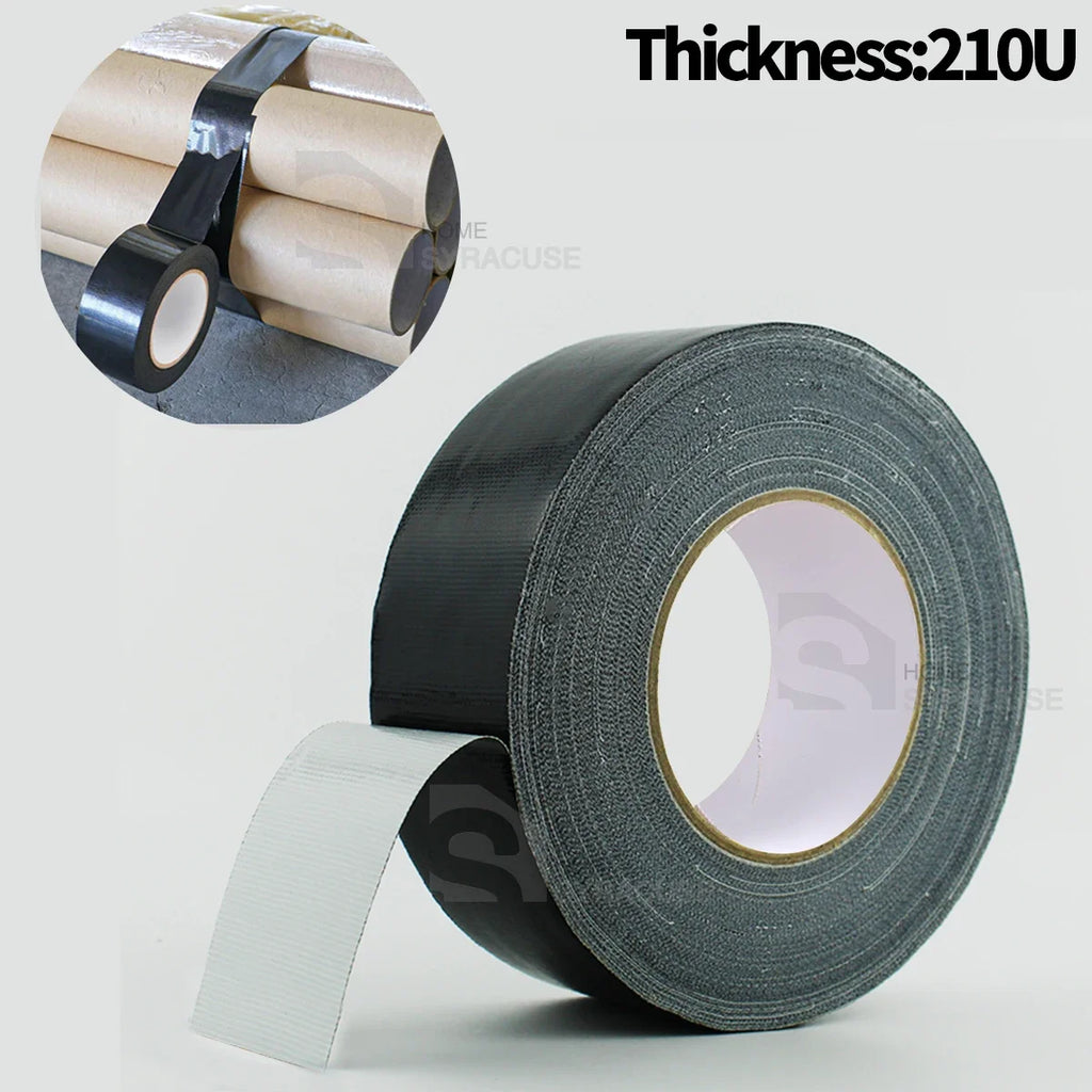 20M Waterproof Heavy Duty Industrial Bundles Floor Carpet Binding Adhesive Tape Cloth Duct Tape DIY Pipe Repair Fix Tape Qme Black 5m 210U|50mm