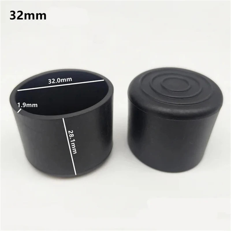 16Pcs Silicone Table Chair Leg Tips Caps Black/Transparent Non-slip Floor Protector Furniture Bottom Reduce Noise End Covers Qme Black-32mm 16Pcs