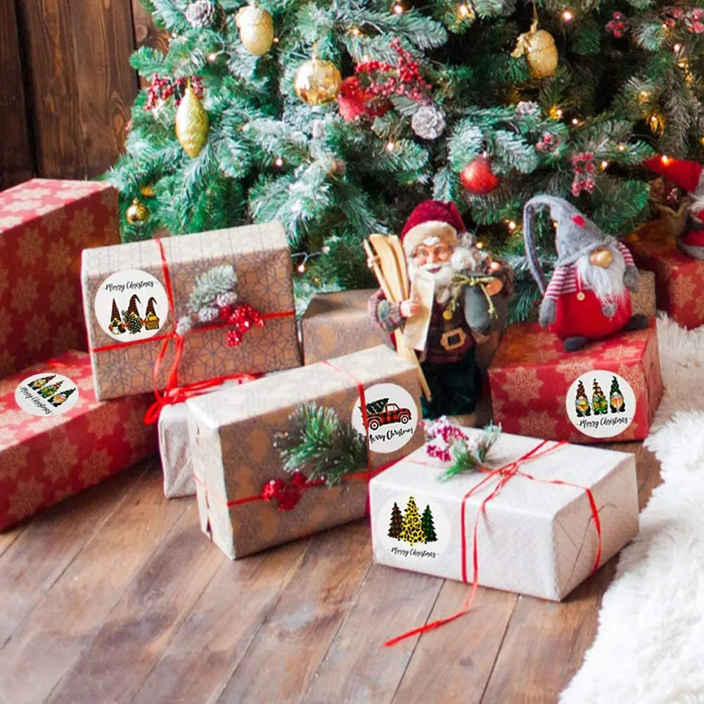 Merry Christmas Stickers Self-adhesive Christmas Tree Santa Claus Seal Labels Holiday Stickers For Gift Sealing Christmas Decor Qme