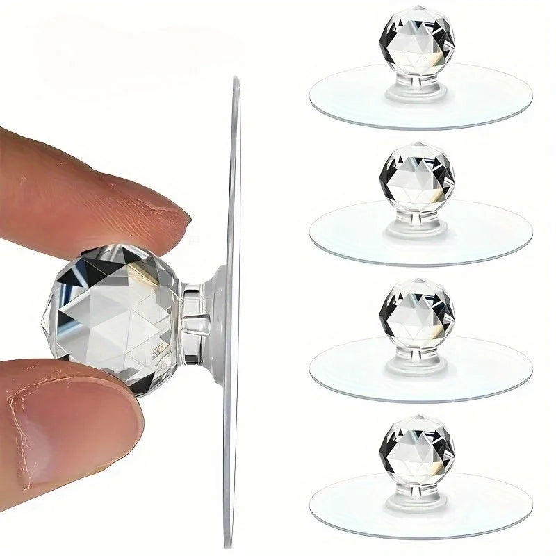 Self Adhesive Cabinet Drawer Handle Without Drilling Transparent Acrylic Handle Hook Window Opener Suitable for Kitchen Cabinets Qme