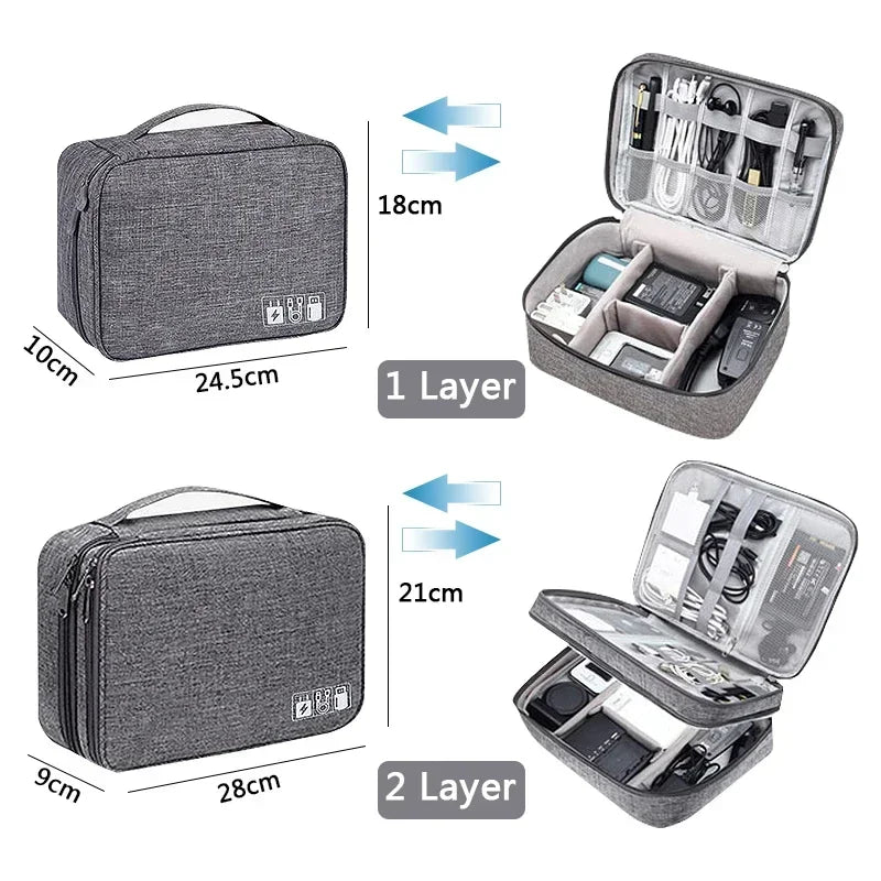 Portable Waterproof Digital Electronic Organizer Cable Storage Bag USB Data Line Charger Plug Storage Bag Travel Cable Organizer Qme