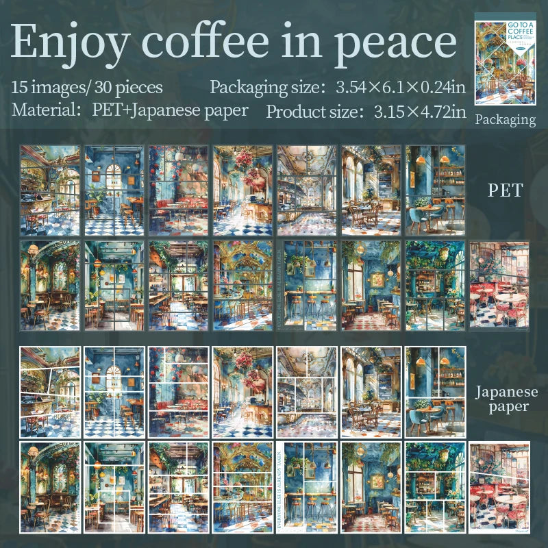 30 pcs Die-Cut Sticker Book - Aesthetic Landscape Scrapbooking Stickers，Glitter Matte Glossy Finish，School Stationery supplies Qme B2