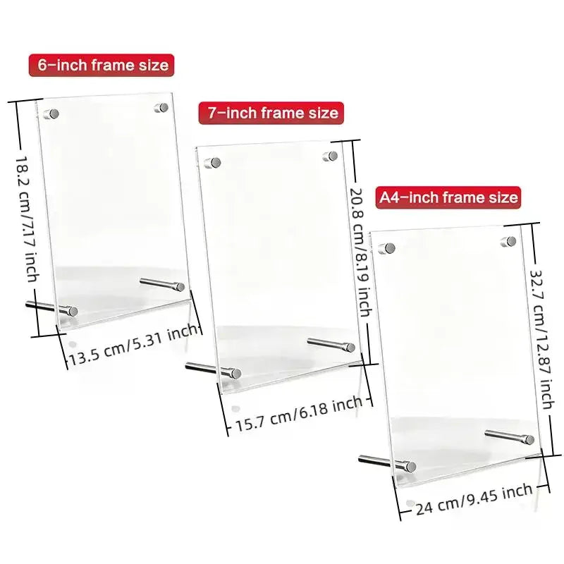 6-inch/7-inch/A4 Crystal Clear Acrylic Photo Frames For Postcards Photos Ticket Stubs And Displays Qme