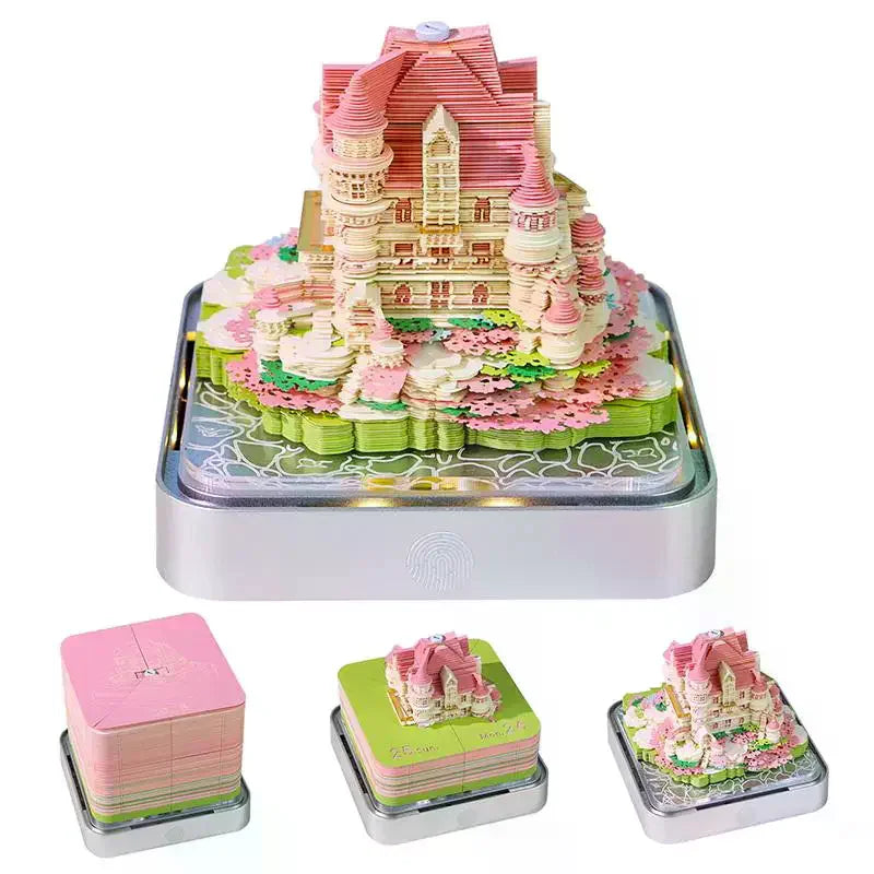Time Calendar 2027 Desk LED Light 3D Tear-away Paper Carving Art Memo Qme