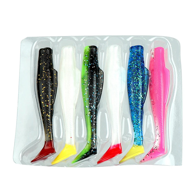 Lot Soft Swimbait Floating T-tail Fishing Lure TPR Paddle Tail Qme