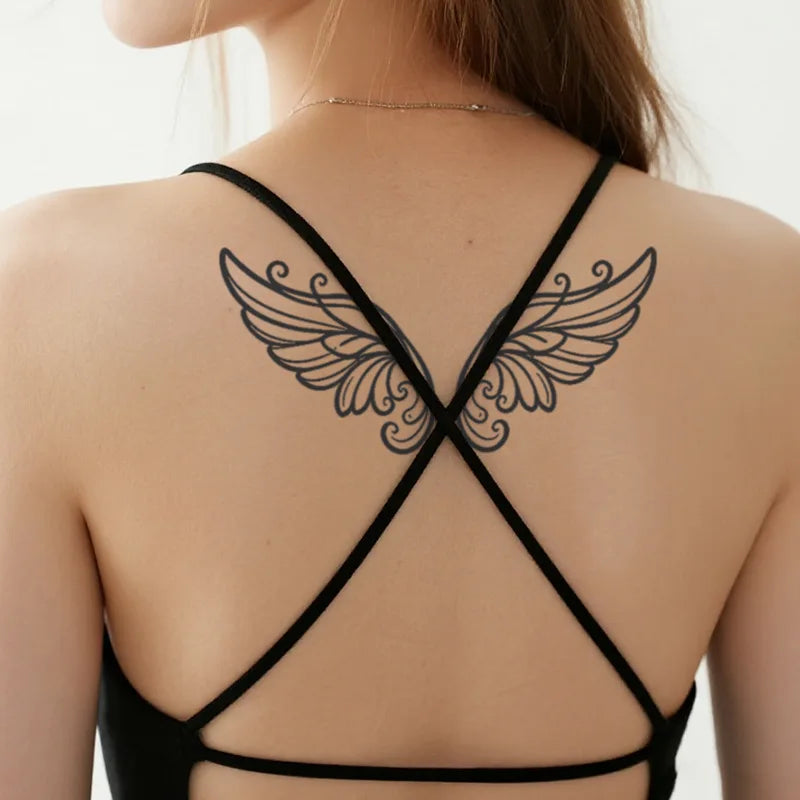 Butterfly Wings Tattoo Sticker Waterproof Temporary Tattoo Angel Elegant Design for Women Arm Chest Qme