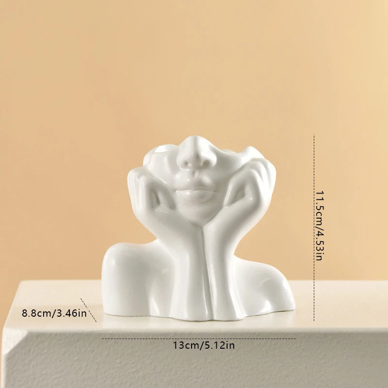 Ins Nordic Vinyl Vase Thinking Girl Shaping Art Flower Planter Qme A