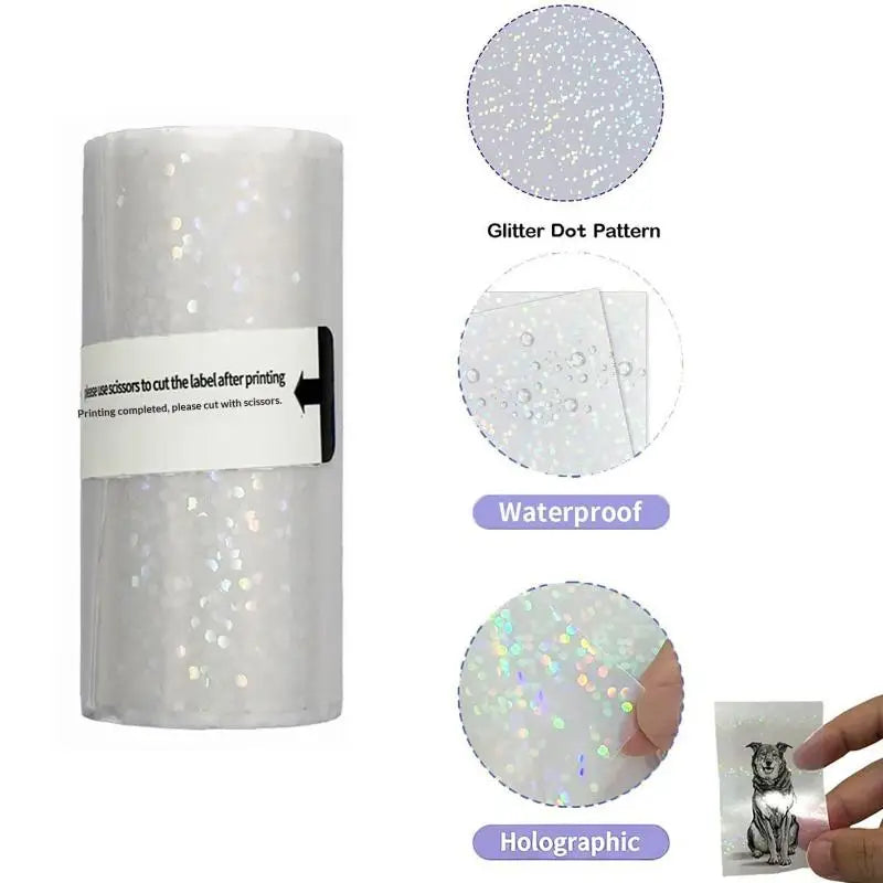 1 3 5Rolls Clear Holographic Dot Transparent Self-adhesive Thermal Qme
