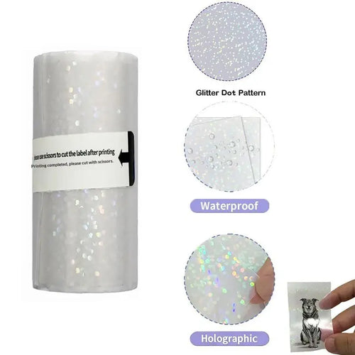 1 3 5Rolls Clear Holographic Dot Transparent Self-adhesive Thermal Qme
