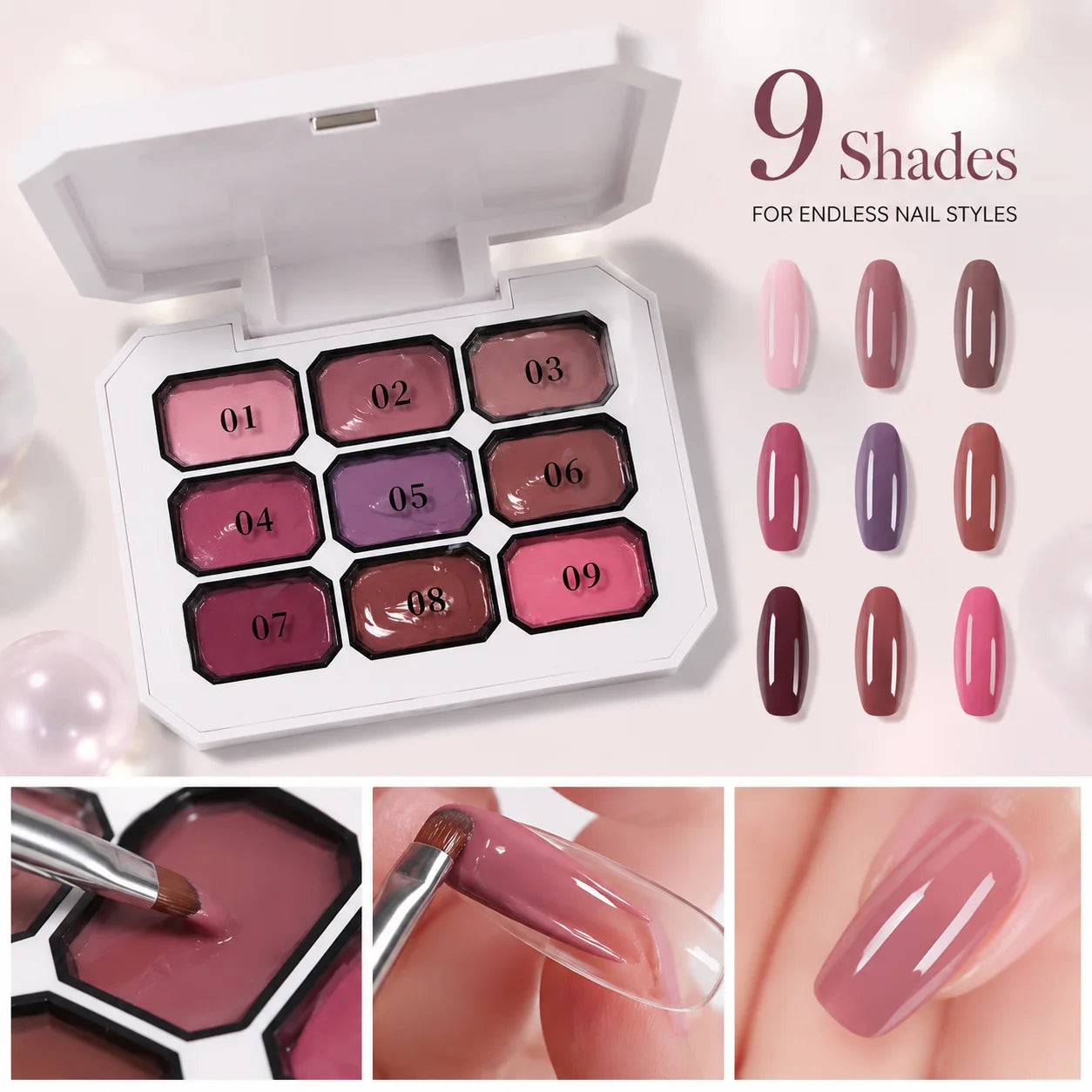 9 Colors Solid Cream Gel Nail Polish UV LED Painting Palette Qme