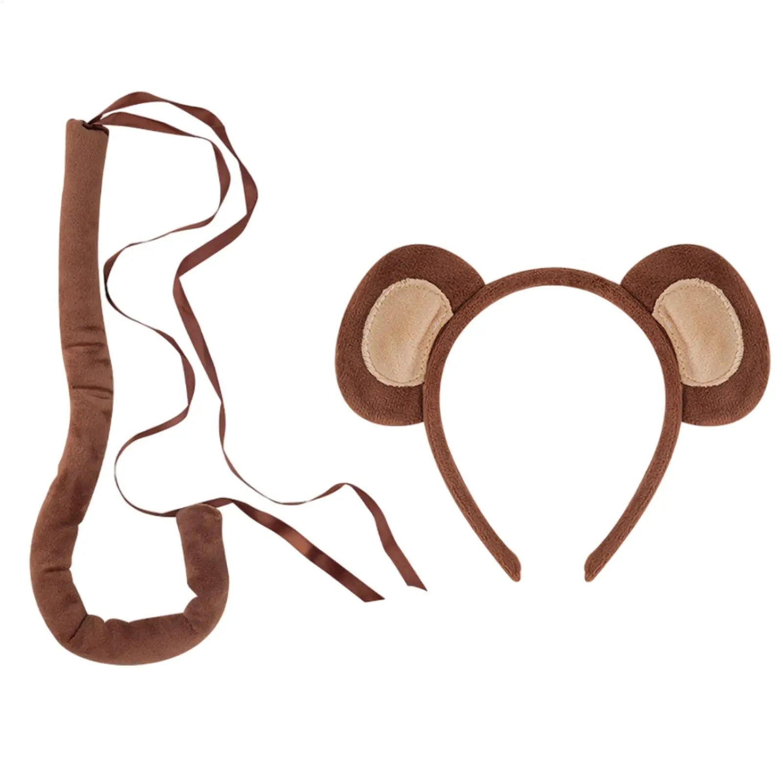 Monkey Ears and Tail Monkey Costume Accessory Kit Fashionable Halloween Animal Ears Cosplay Costume Comfortable Halloween Monkey Qme