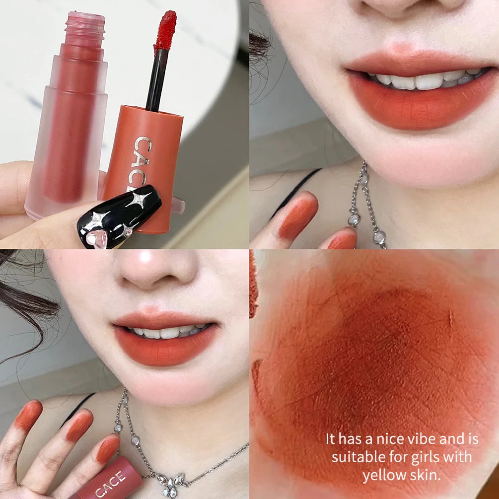 Sexy Red Lipstick Lip Gloss Makeup Waterproof Velvet Non-stick Cup 6 Colors Lip Tint Matte Long Lasting Liquid Lipstick Cosmetic Qme 06
