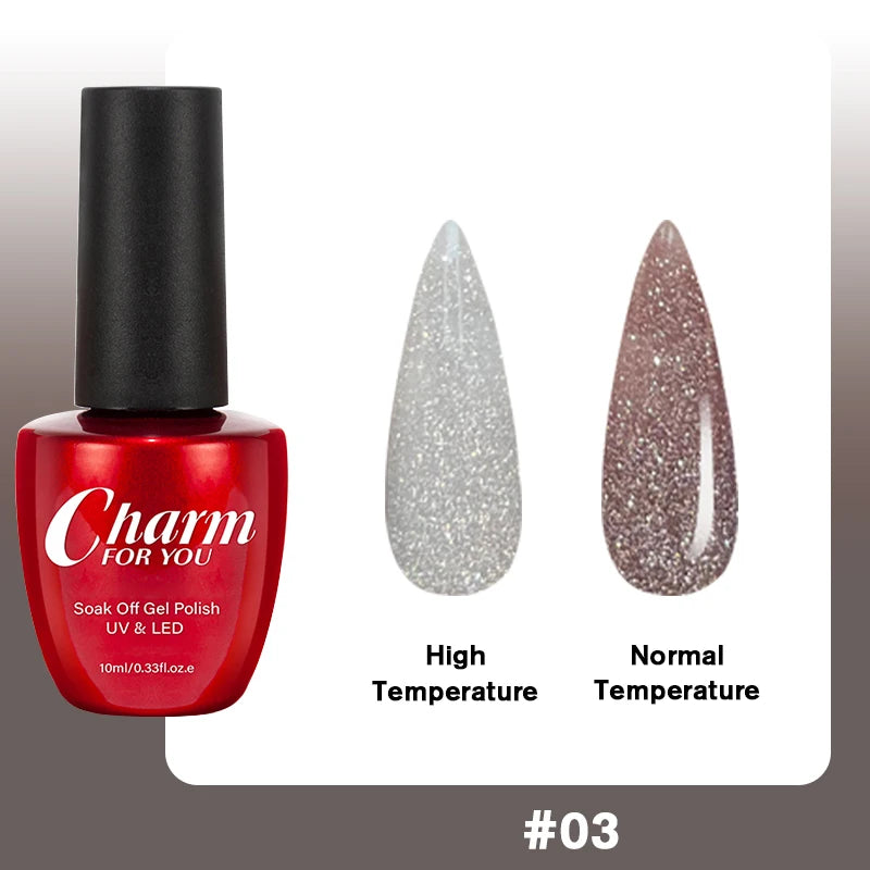 Thermochromic Diamond Glue Changing Nail Art Polish Sparkle Shimmer Qme 03