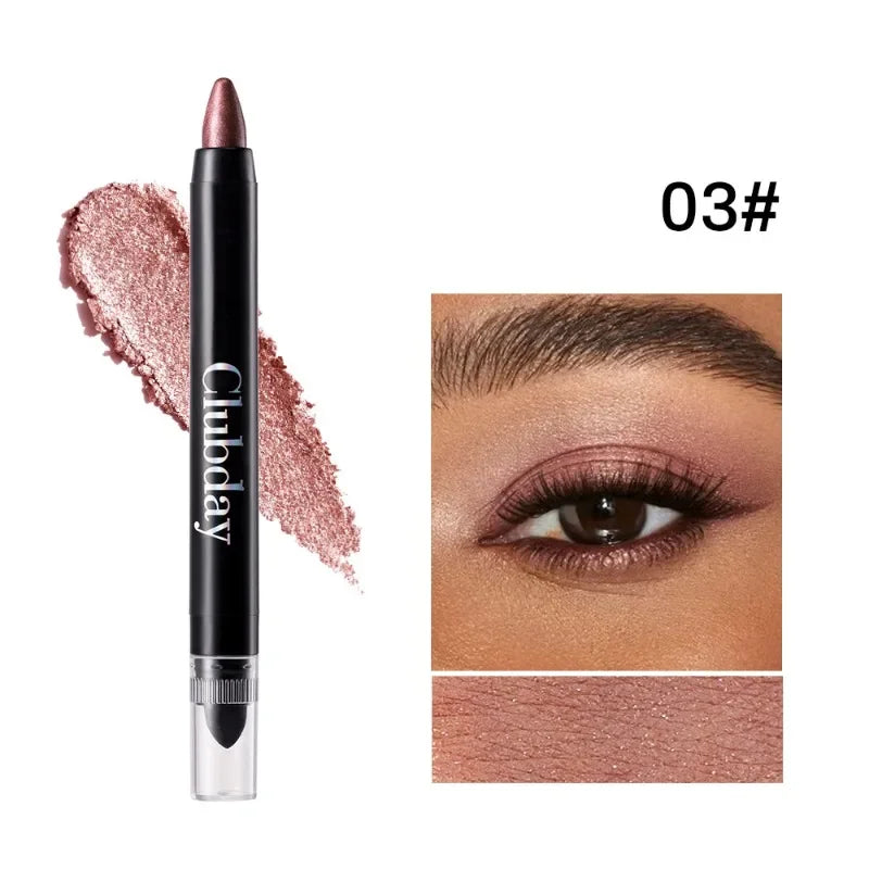 Double-sided Eyeshadow Stick Highlighter Brightening Pen with Pearlescent Glitter Matte Finish Shimmer Pigment Lasting EyeShadow Qme 03